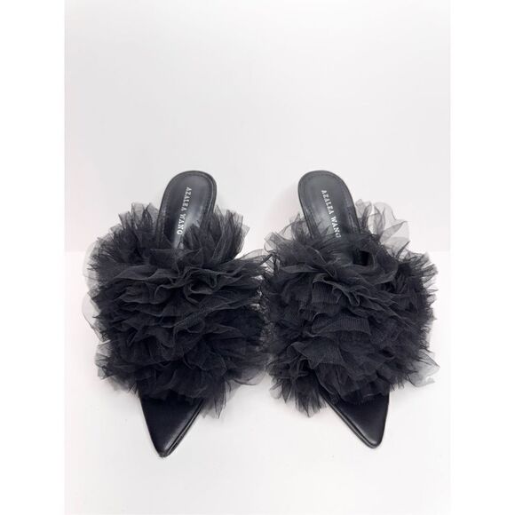 Azalea Wang Pointed Toe Heels Size 7 Black Birdie Fabric Upper Slip On - Picture 2 of 13